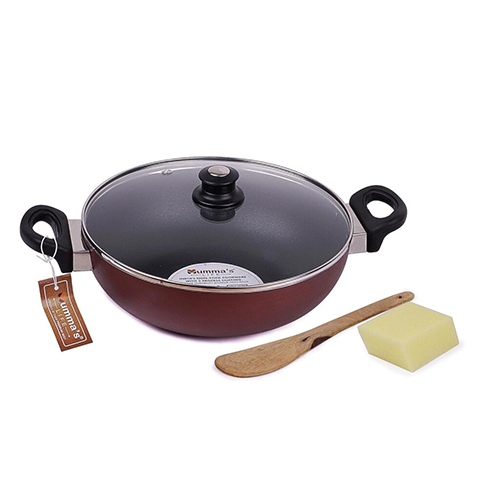Non Stick Kadhai For Induction With Glass Lid - Material: Metal