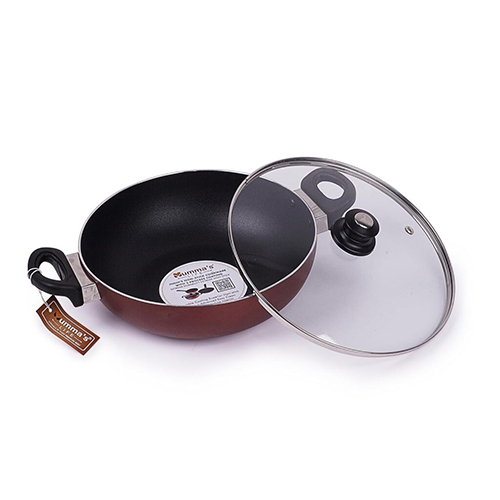Non Stick Kadhai For Induction With Glass Lid - Material: Metal