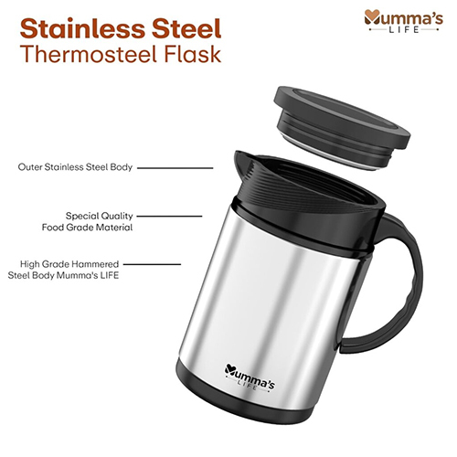 800 Ml Insulated Steel Flask - Color: Silver And Black