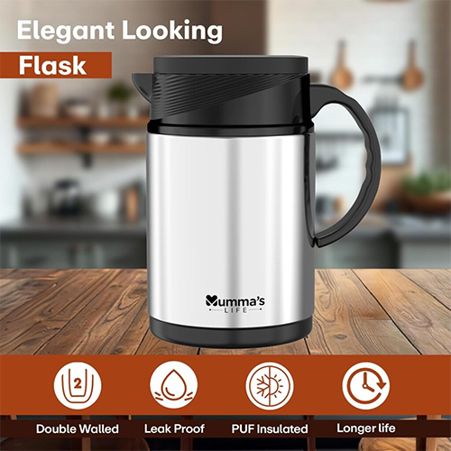 800 Ml Insulated Steel Flask - Color: Silver And Black