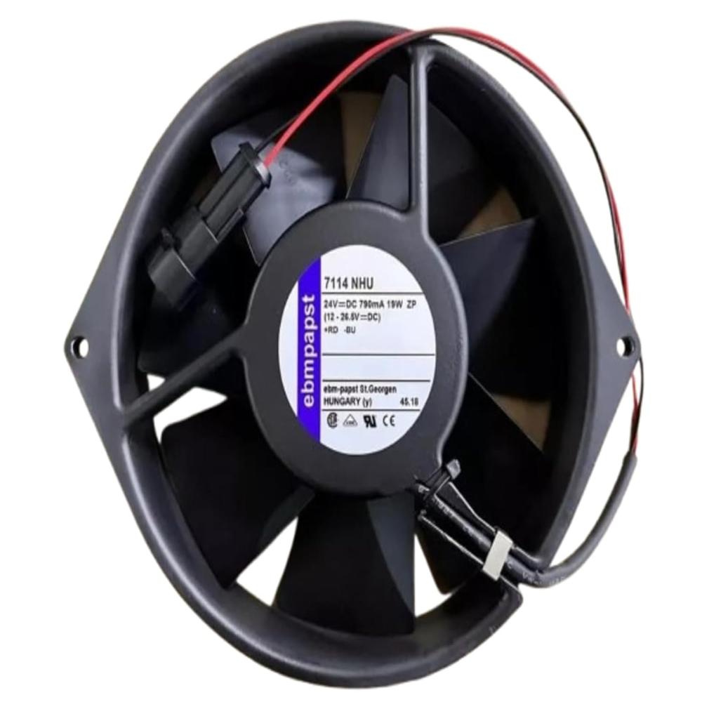 EBMPAPST 7114 NHU Axial Fan 24V-790mA 19W DC Brushless Air Cooling Fan 3350 RPM 150 * 150 * 38mm 2-Wire (Metal)