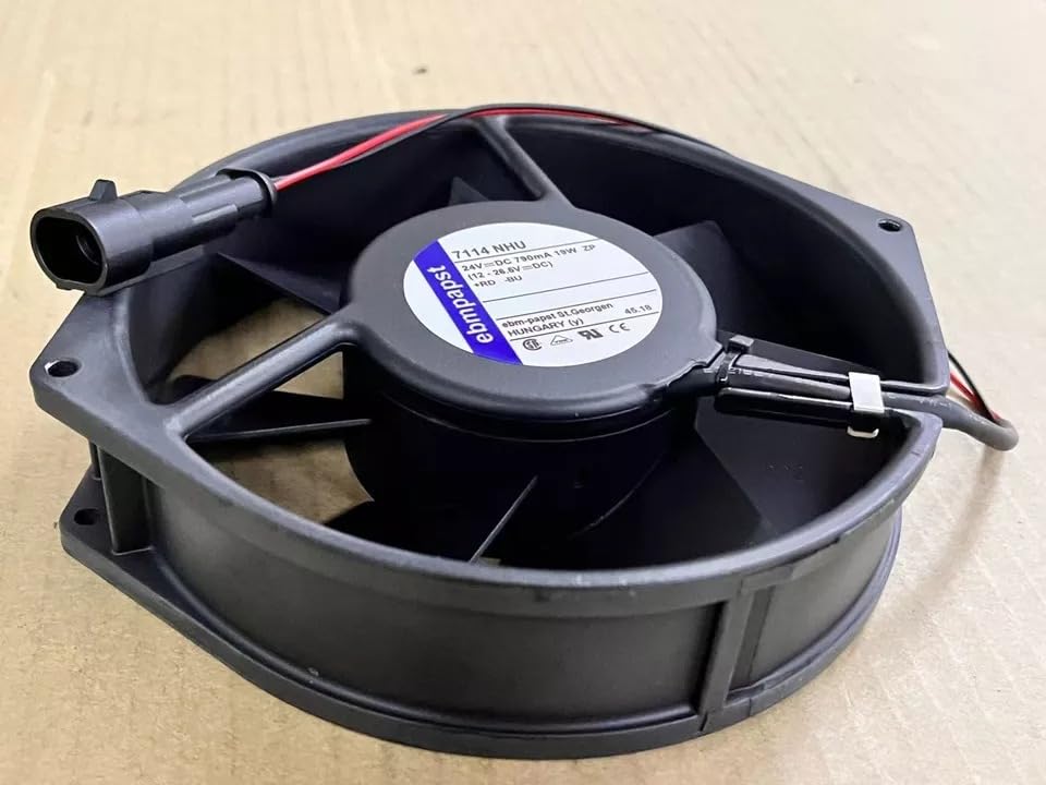 EBMPAPST 7114 NHU Axial Fan 24V-790mA 19W DC Brushless Air Cooling Fan 3350 RPM 150 * 150 * 38mm 2-Wire (Metal)