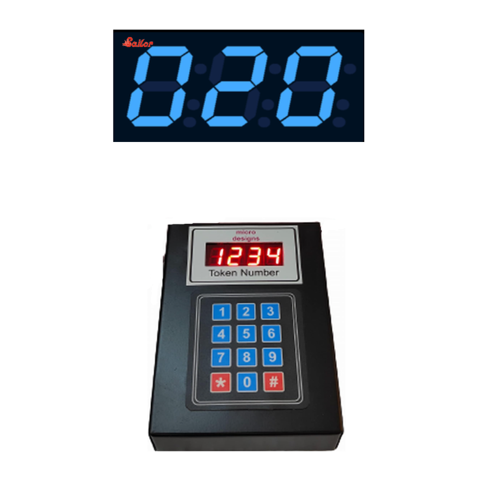 Blue Color Token Number Display Digital Clock - Features: High Quality