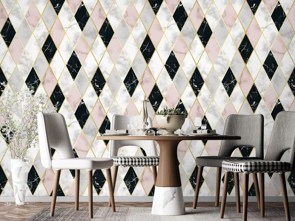 Self Adhesive Marble Wallpaper Checks Design Peel And Stick Wall Paper