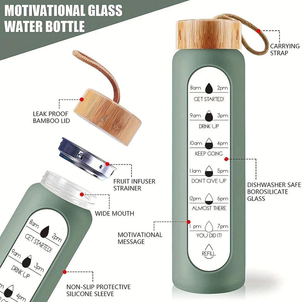 GLASS BOTTLE WITH SILICONE COVER 1000 ML