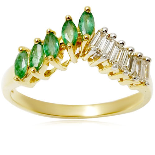 Marquise Emerald And Diamond Rinng Manufacturer For Wholesale Gender: Women's