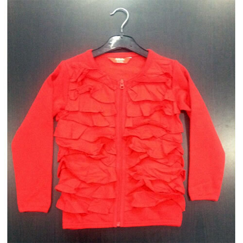 Girls Tops Fleece With Frills 240 Gsm - Color: Red