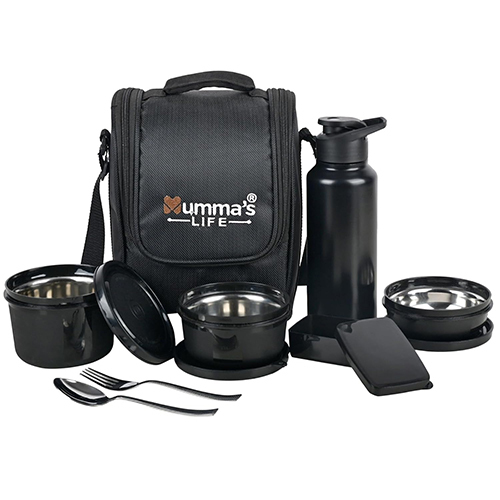 Black Lunch Box For Office - Capacity: 250 Ml