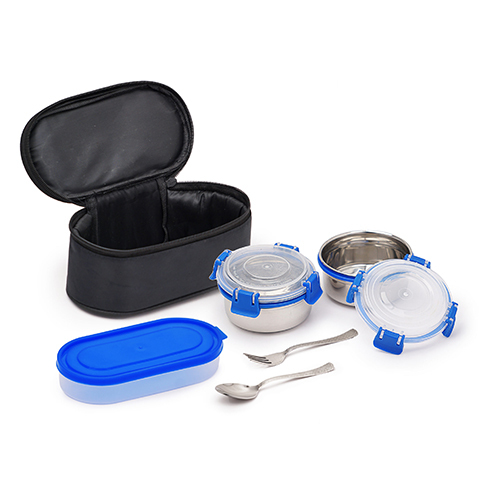 Grin Stainless Steel Lunch Box - Color: Silver