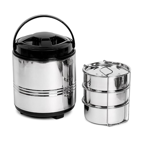 Tiffin Box For Office With Container - Color: Silver And Black