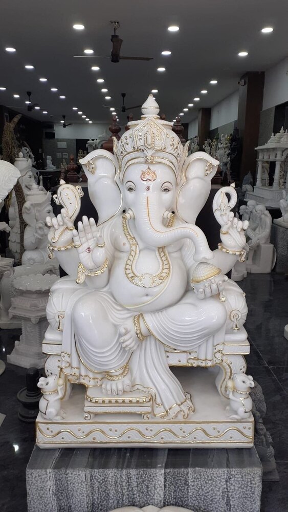 Designer Marble Ganpati Idol | Perfect for Pooja & Gifts