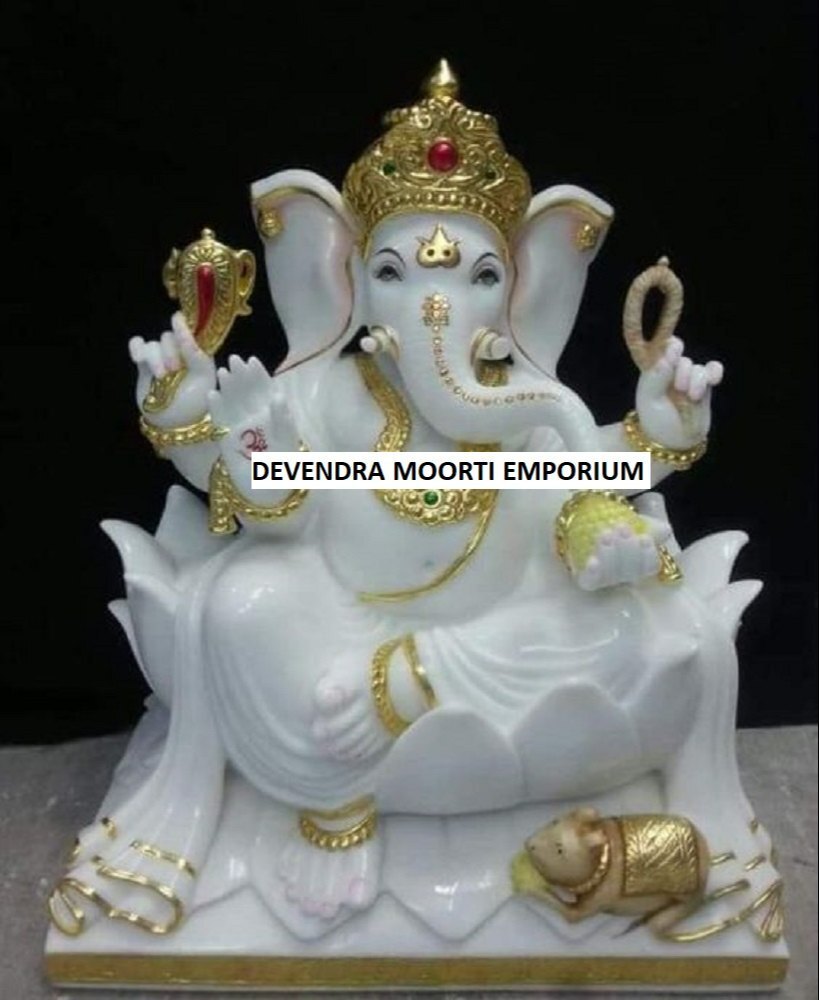 Carved Marble Ganesh Statue With Rich Detailing A Export Quality