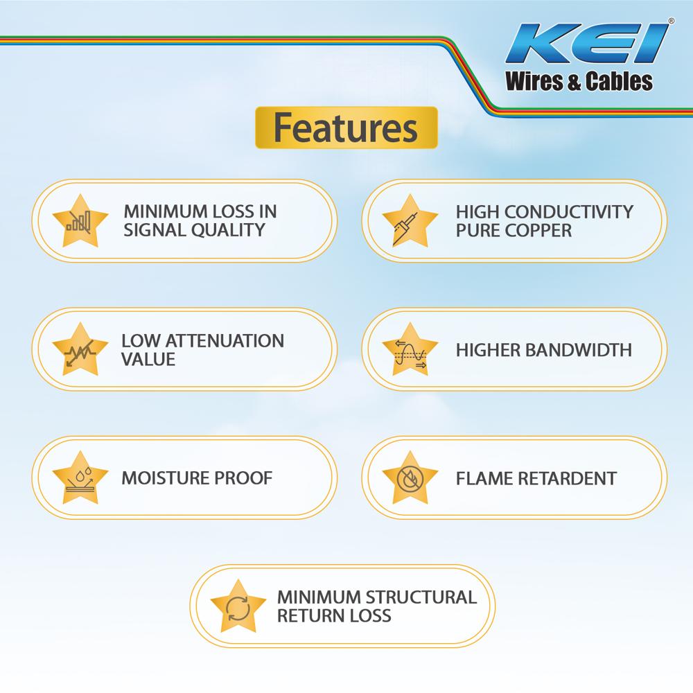 KEI Coaxial Cables RG6 CCS Copper,Polyethylene Foam Insulated with Laminated Aluminum Tape & Aluminum Wire Braid,Jelly Filled,PVC Oversheathed, Suitable for HD TV Satellite Broadband (Black 100 Meter)