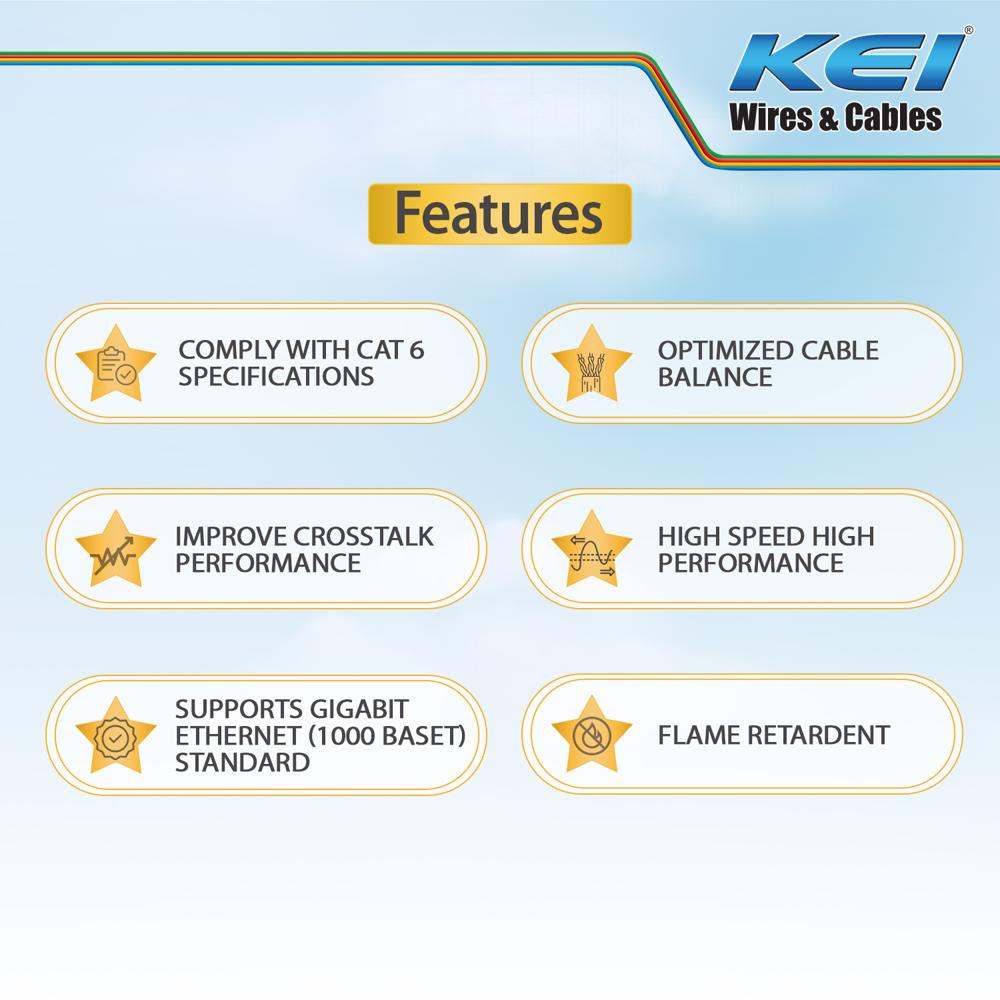 Kei 4 Pair Unshielded Twisted Pair(utp) Lan Cables,23awg,star Separator ,Suitable For Heavy Duty Ethernet Network,high Speed Internet Support Cord, Weather & Uv Resistant Patch Cables(grey, 100 Meter) - Application: Data Cable