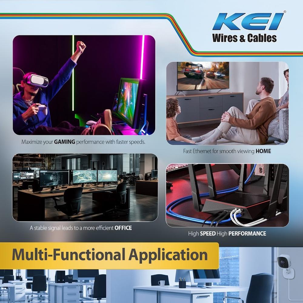 Kei 4 Pair Unshielded Twisted Pair(utp) Lan Cables,23awg,star Separator ,Suitable For Heavy Duty Ethernet Network,high Speed Internet Support Cord, Weather & Uv Resistant Patch Cables(grey, 100 Meter) - Application: Data Cable