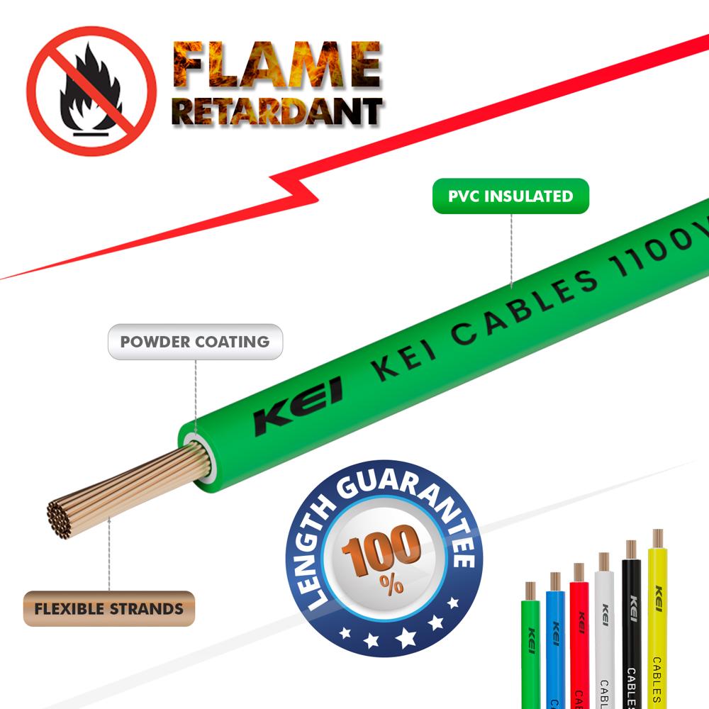 KEI WIRES & CABLE BANFIRE 0.5 sqmm 1 Core Copper ZHFR House Wire PVC Insulated Cable for Domestic & Industrial Electrical Wiring (90 Meters)