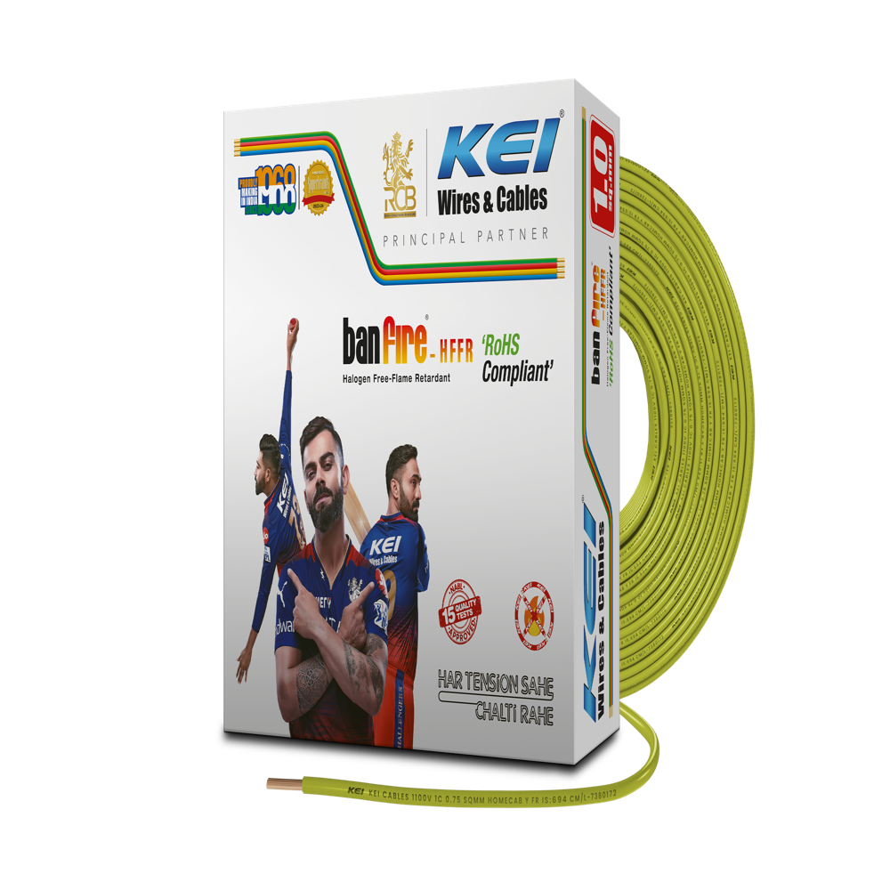 KEI WIRES & CABLE BANFIRE 0.5 sqmm 1 Core Copper ZHFR House Wire PVC Insulated Cable for Domestic & Industrial Electrical Wiring (90 Meters)