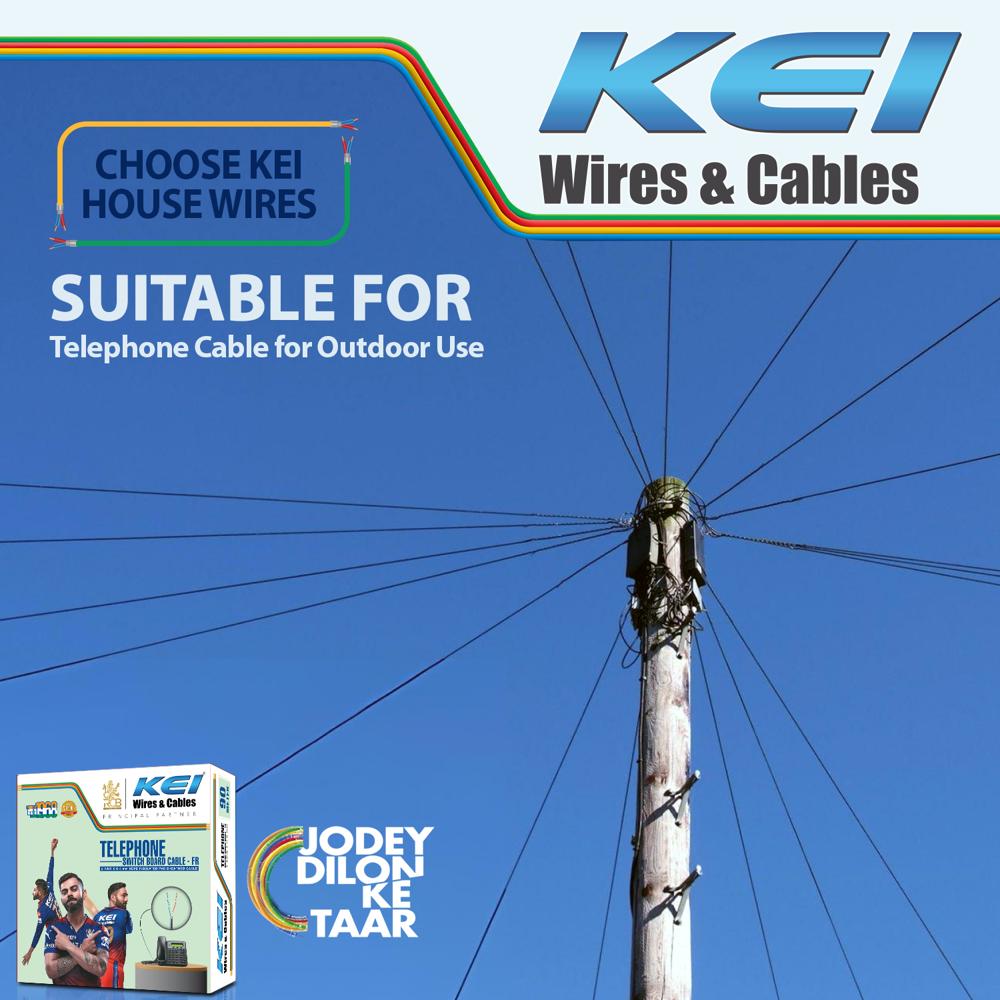 KEI Telephone Cable 2PairX0.4mm Dia High Conductivity Copper Telephone Switch Board Cable, Fire Retardant, PVC Insulated Telephone Cable for Residential,Offices,factories & Hotels Use(Grey, 90 Meter)
