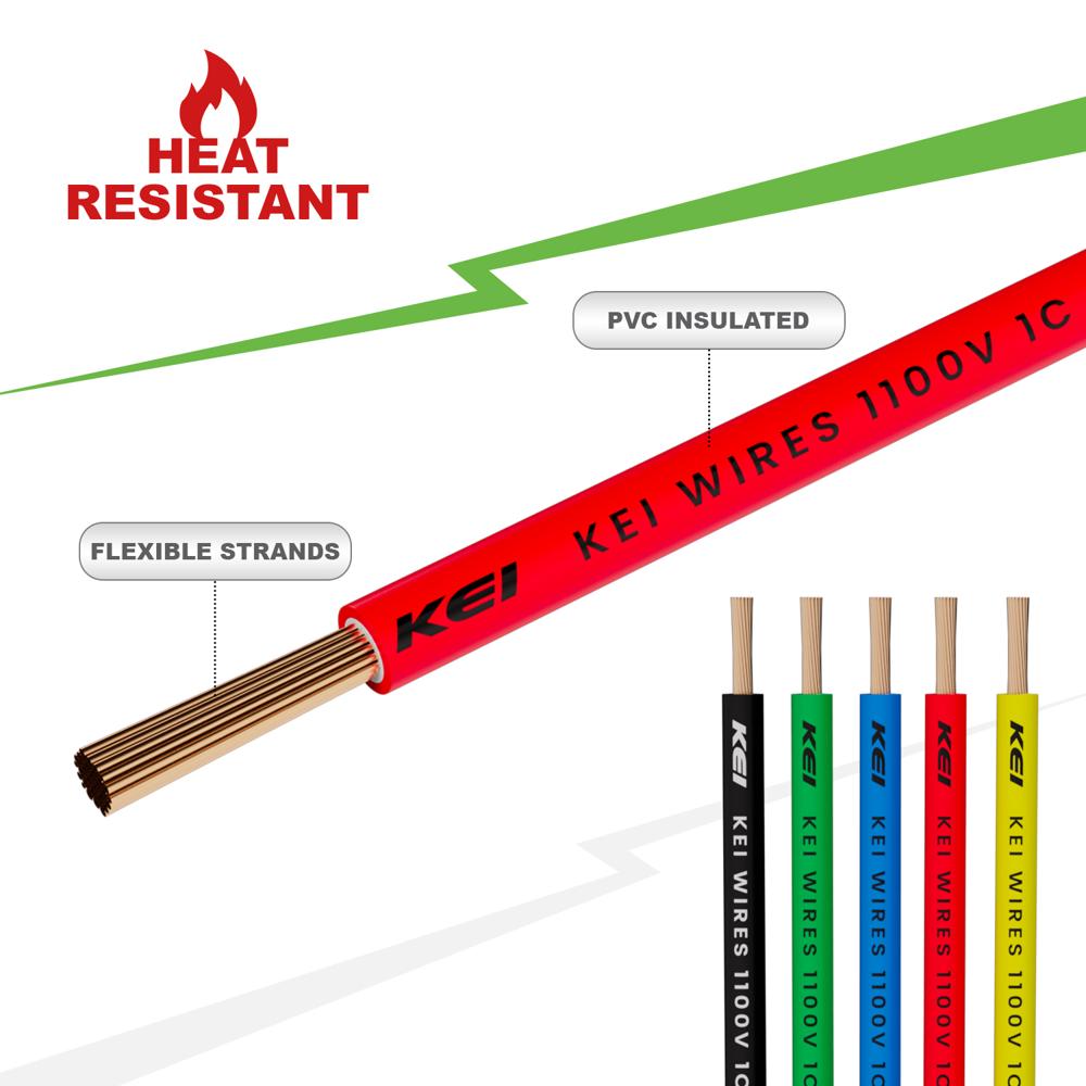 KEI CONFLAME GREEN PLUS 0.75 sqmm 1 Core Copper Heat Resistant Flame Retardant Low Smoke & Halogen - Lead Free House Wire for Domestic & Industrial Electrical Wiring