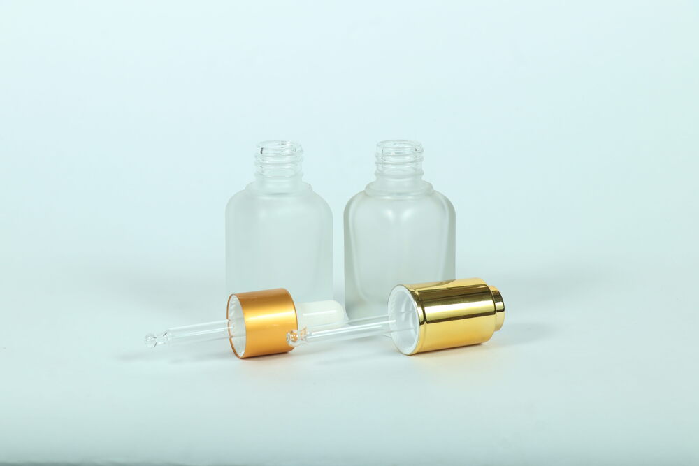 30Ml Grid Clear Frosted Sqare Glass Bottle - Shape: Round