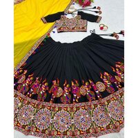 Real Mirror Art Silk Red Color Gamthi Chaniya Choli for Navratri