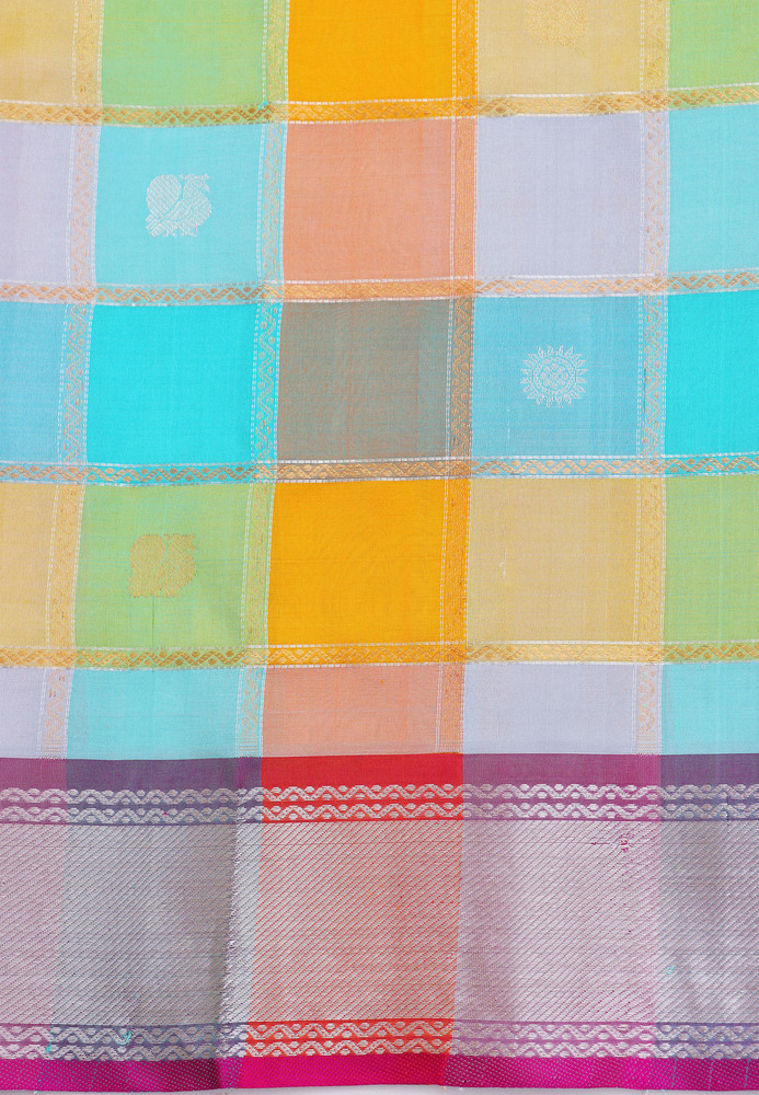 GREEN LEAF MULTI COLOR PATTU SAREE