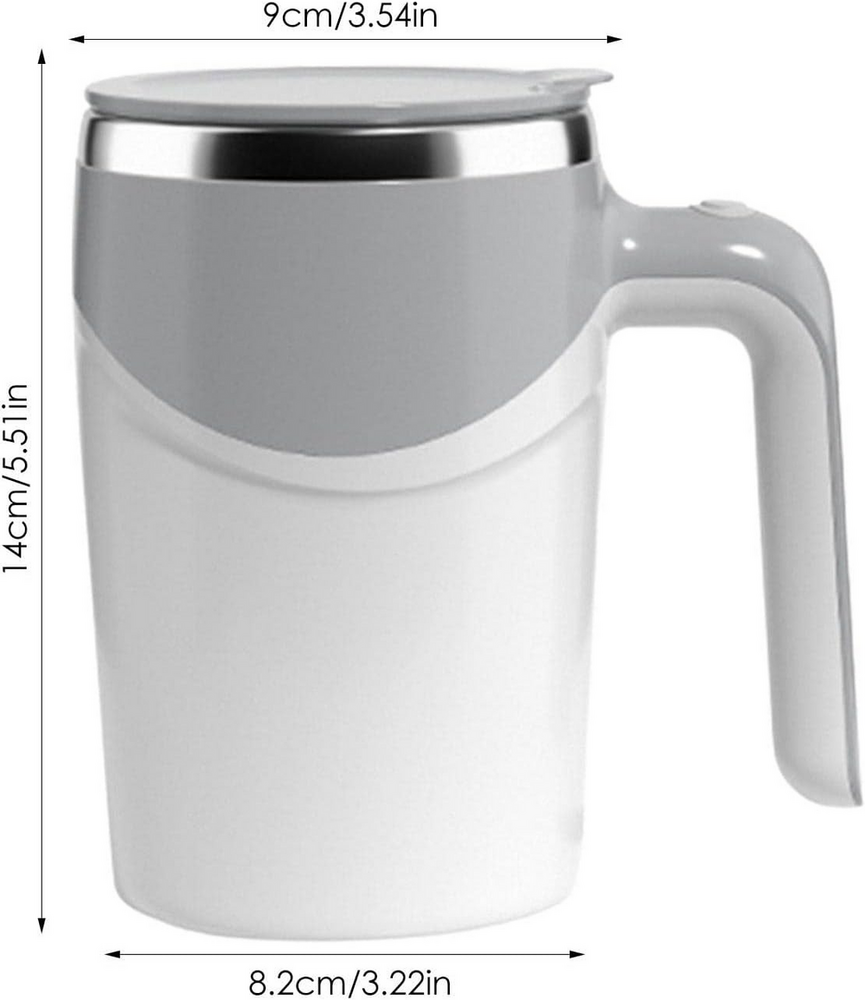 White Stainless Steel Automatic Self-Stirring Magnetic Mug 380ml