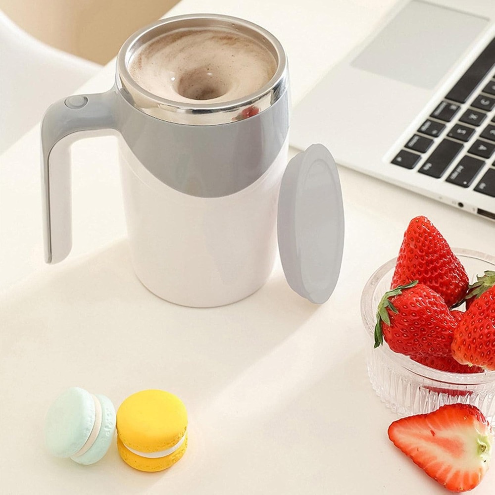White Stainless Steel Automatic Self-Stirring Magnetic Mug 380ml