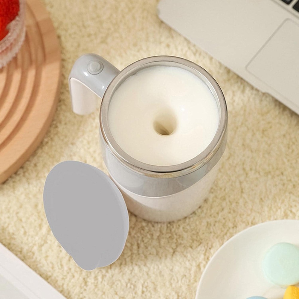 White Stainless Steel Automatic Self-Stirring Magnetic Mug 380ml