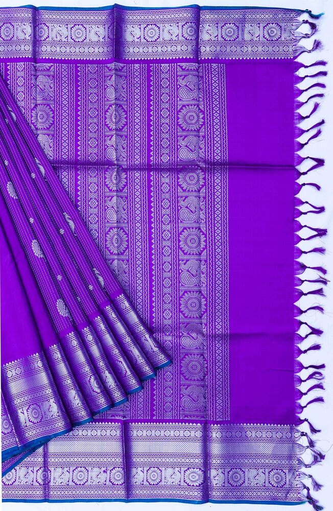 GREEN LEAF PATTU SAREE PUPLE COLOUR