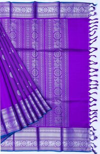 GREEN LEAF PATTU SAREE PUPLE COLOUR