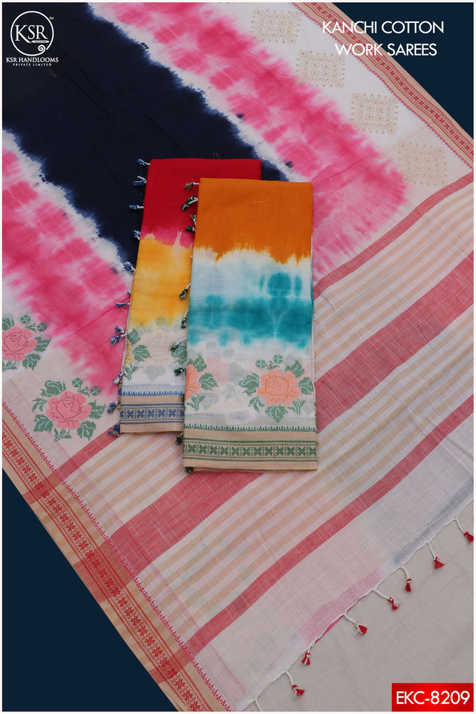 KANCHI COTTON EMBOIDERY WORK SAREES