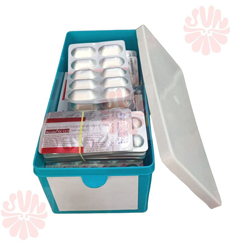 Rectangular Medical Box - Plastic 9.5" X 4.5" X 4" Transparent/Red/Blue/Aqua Green | Moisture Proof Portable Up to 1 kg Capacity