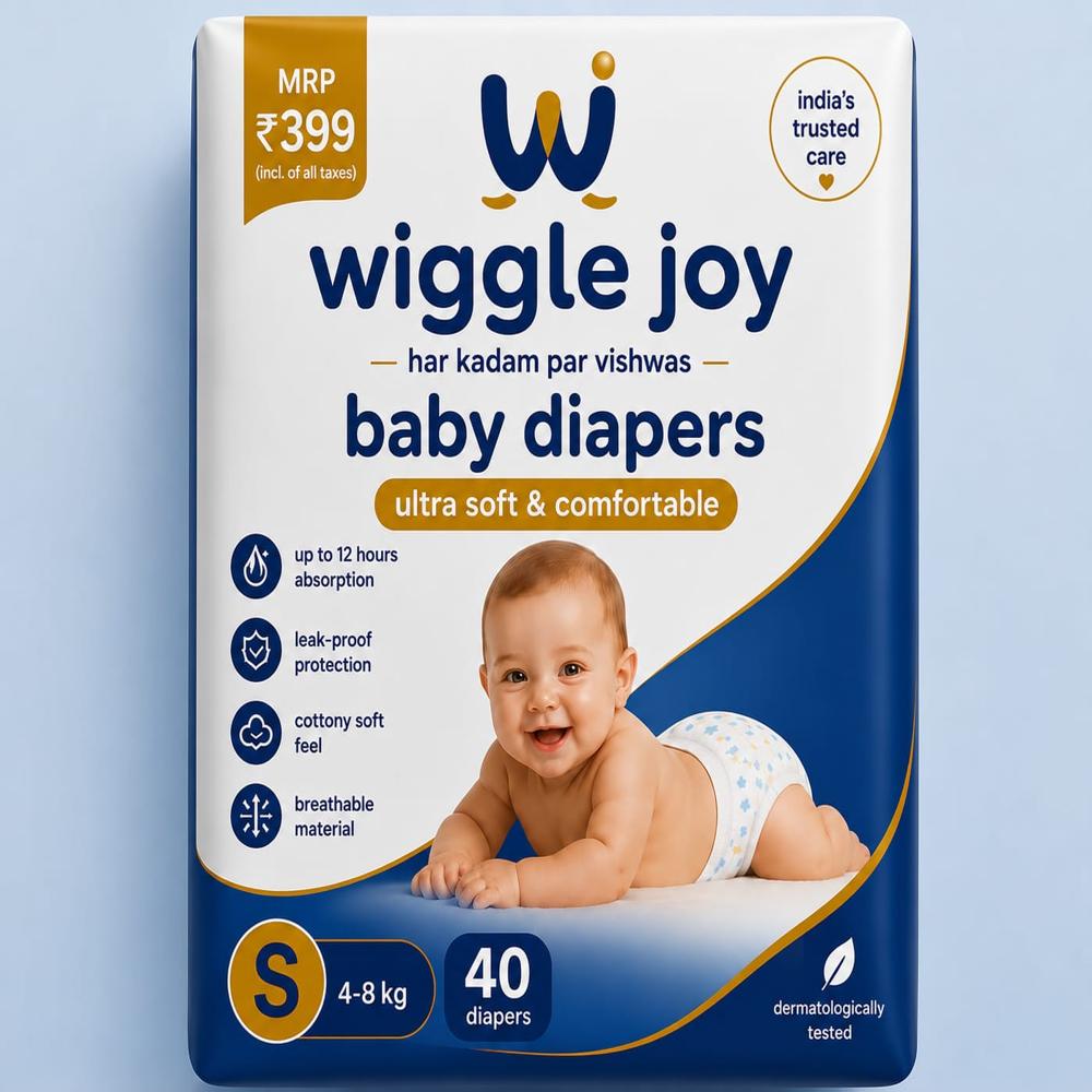 12-8Kg Wiggle Joy Baby Diaper - Color: White