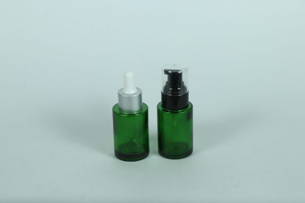 30ML हरा फ्लैट कंधे का कांच ड्रॉपर बोतल