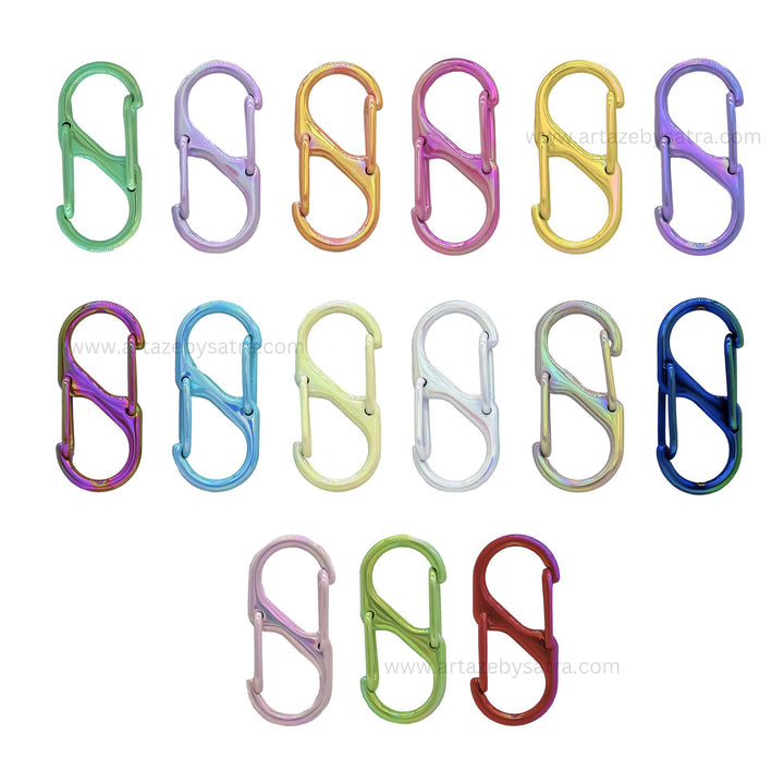 Assorted Color Double S-Hook Carabiner Clips | Size : 32mm | Qty : 6pcs