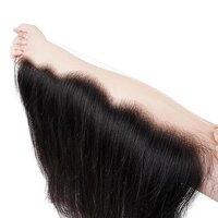 100% Natural Human Hair, Indian Virgin Hair, Transparent Lace, Natural Black Color, Straight Hair, (18 Inches)