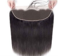 100% Natural Human Hair, Indian Virgin Hair, Transparent Lace, Natural Black Color, Straight Hair, (18 Inches)
