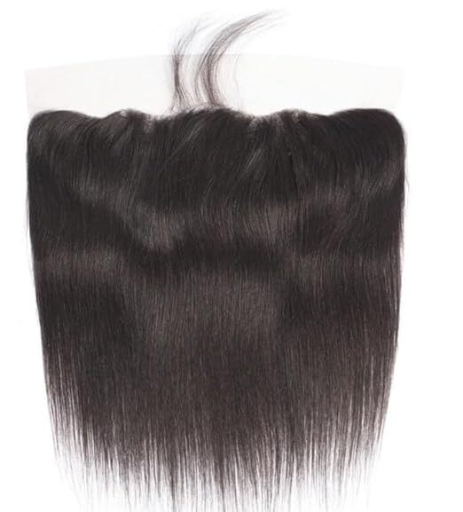 100% Natural Human Hair, Indian Virgin Hair, Transparent Lace, Natural Black Color, Straight Hair, (18 Inches)