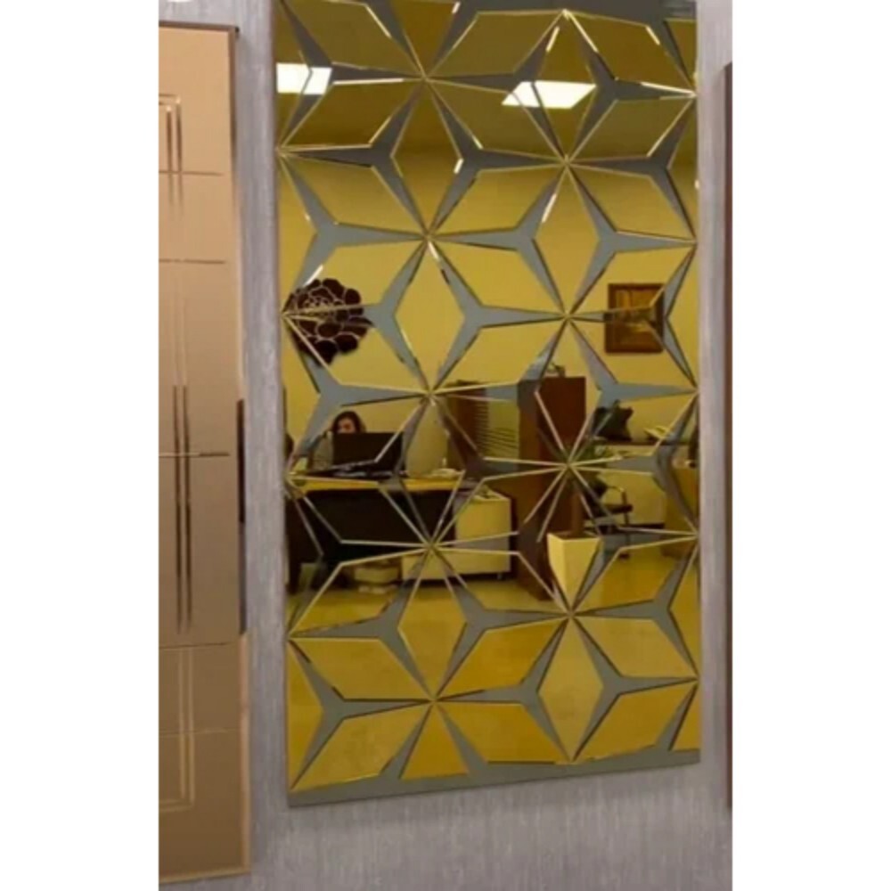 Tukdi Glass Mirror - Color: Golden