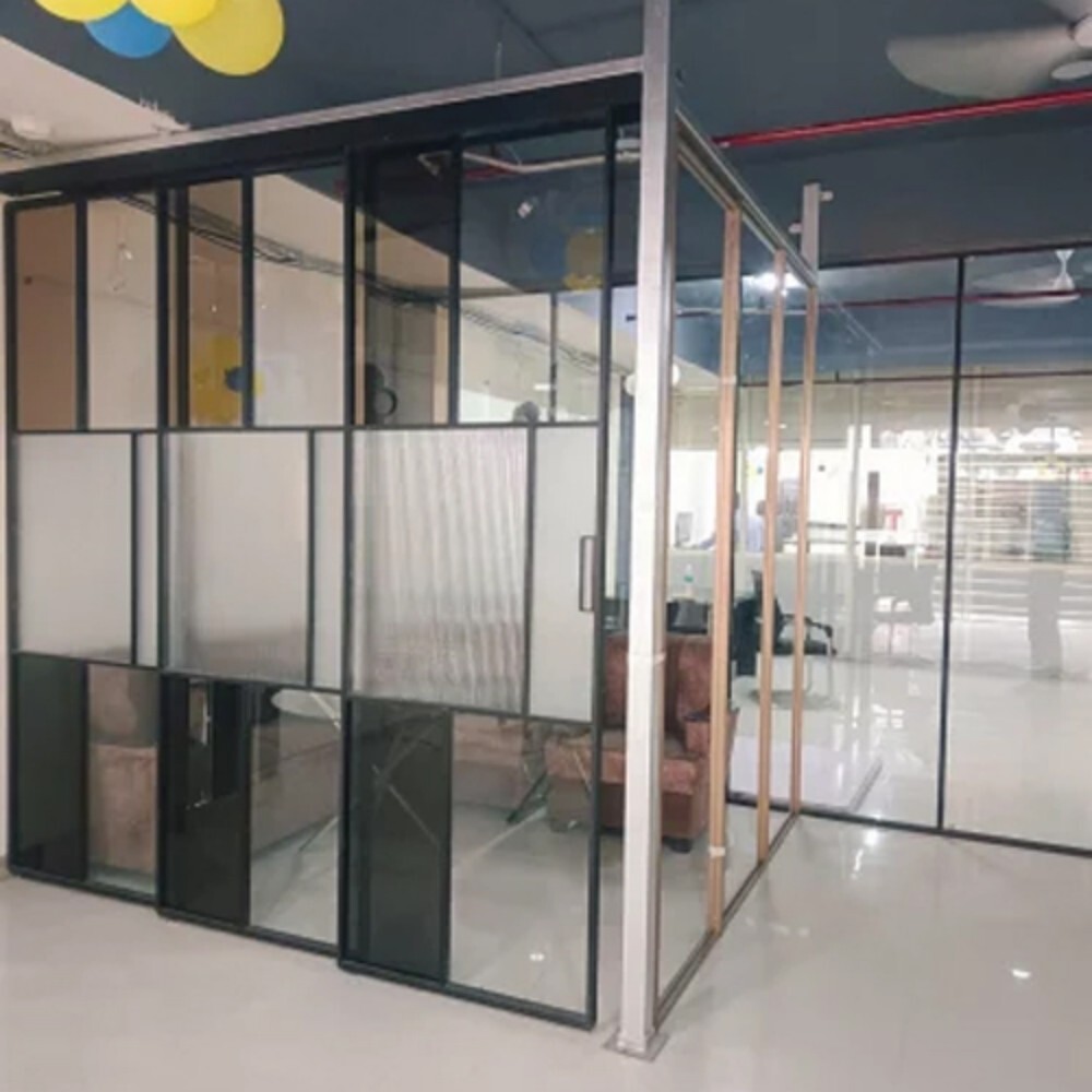 Office Glass Partition - Transparent Glass, 10 Feet Height, 10 Millimeter Thickness | Modern Design for Open Collaboration and Flexible Office Layouts
