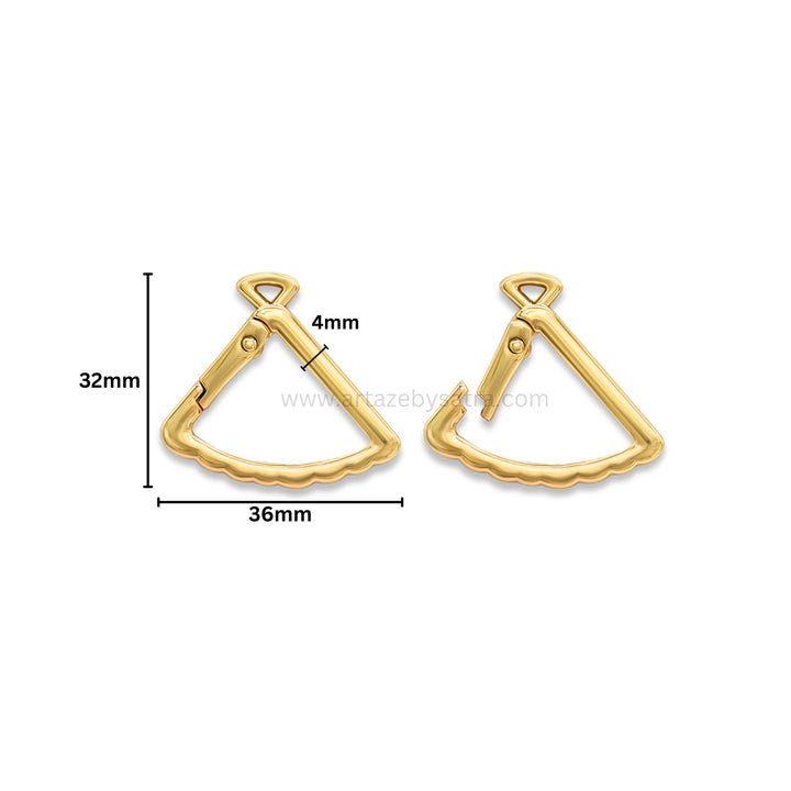 Triangle Fan Shape Alloy Lock Clasps | Size : 32mm | Qty : 6pcs | BF277