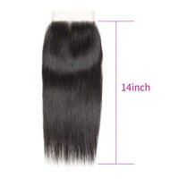 Straight 4x4 Lace Closure Unprocessed Brazilian Human Hair Closure HD Transparent Swiss Lace Closure with Baby Hair Natural Black Color (14 inch)