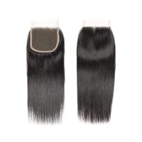Straight 4x4 Lace Closure Unprocessed Brazilian Human Hair Closure HD Transparent Swiss Lace Closure with Baby Hair Natural Black Color (14 inch)