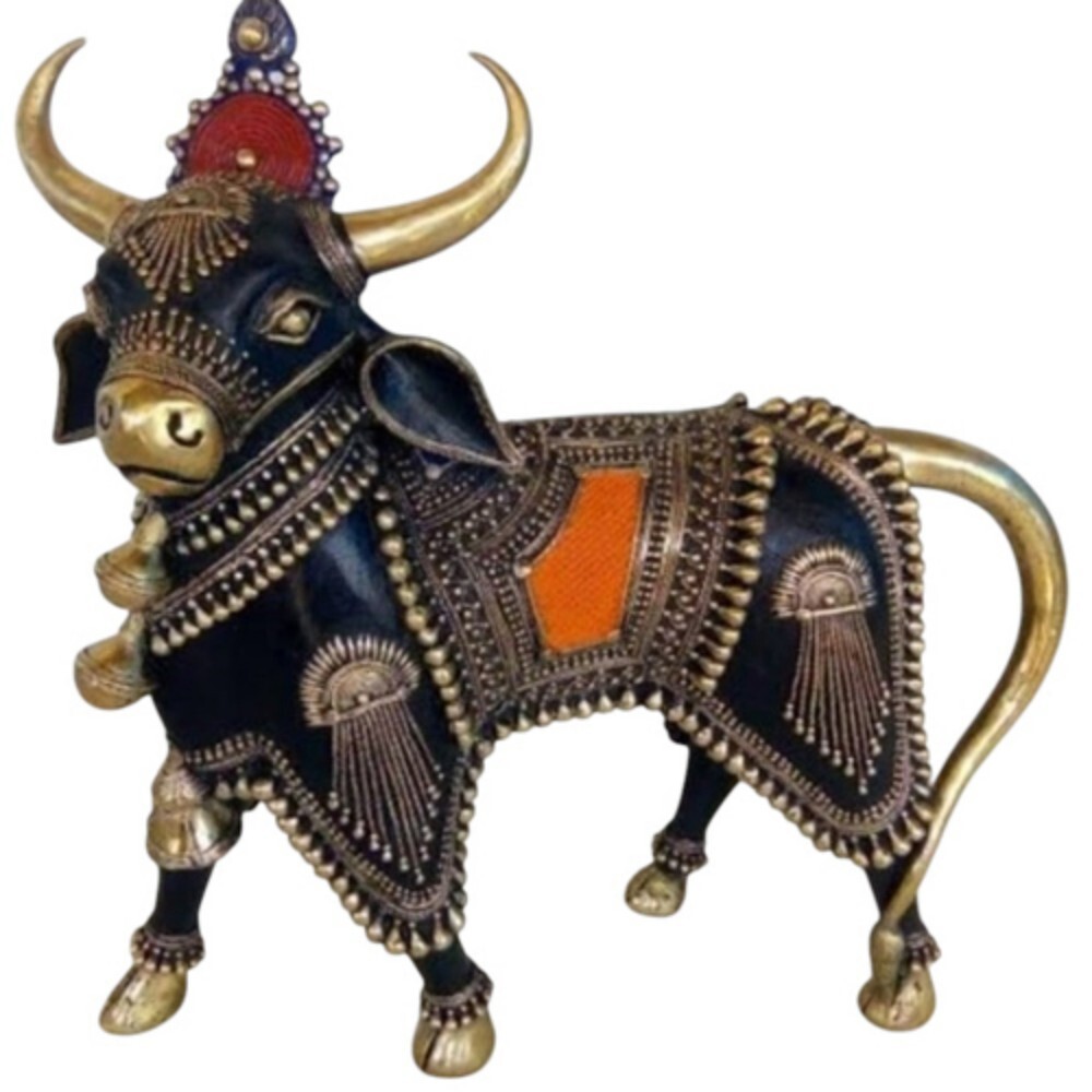 Traditional Dhokra Art Black Cow