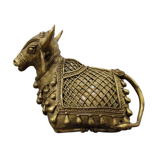 Traditional Dhokra Art Nandi - Color: Golden