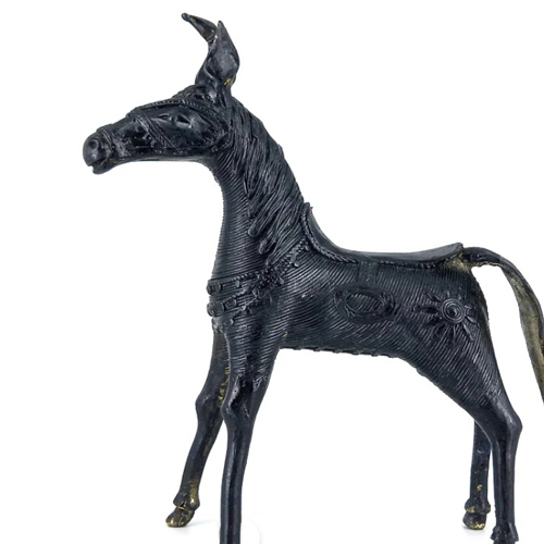 Traditional Dhokra Art Black Horse