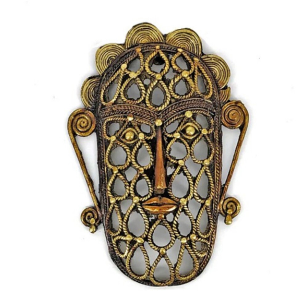 Traditional Dhokra Art Mask - Color: Golden