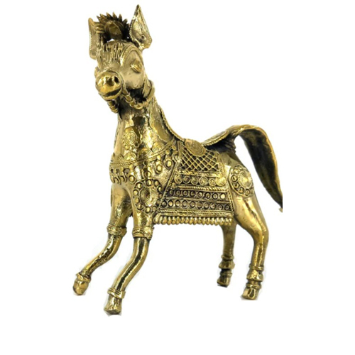 Traditional Dhokra Art Horse - Color: Golden
