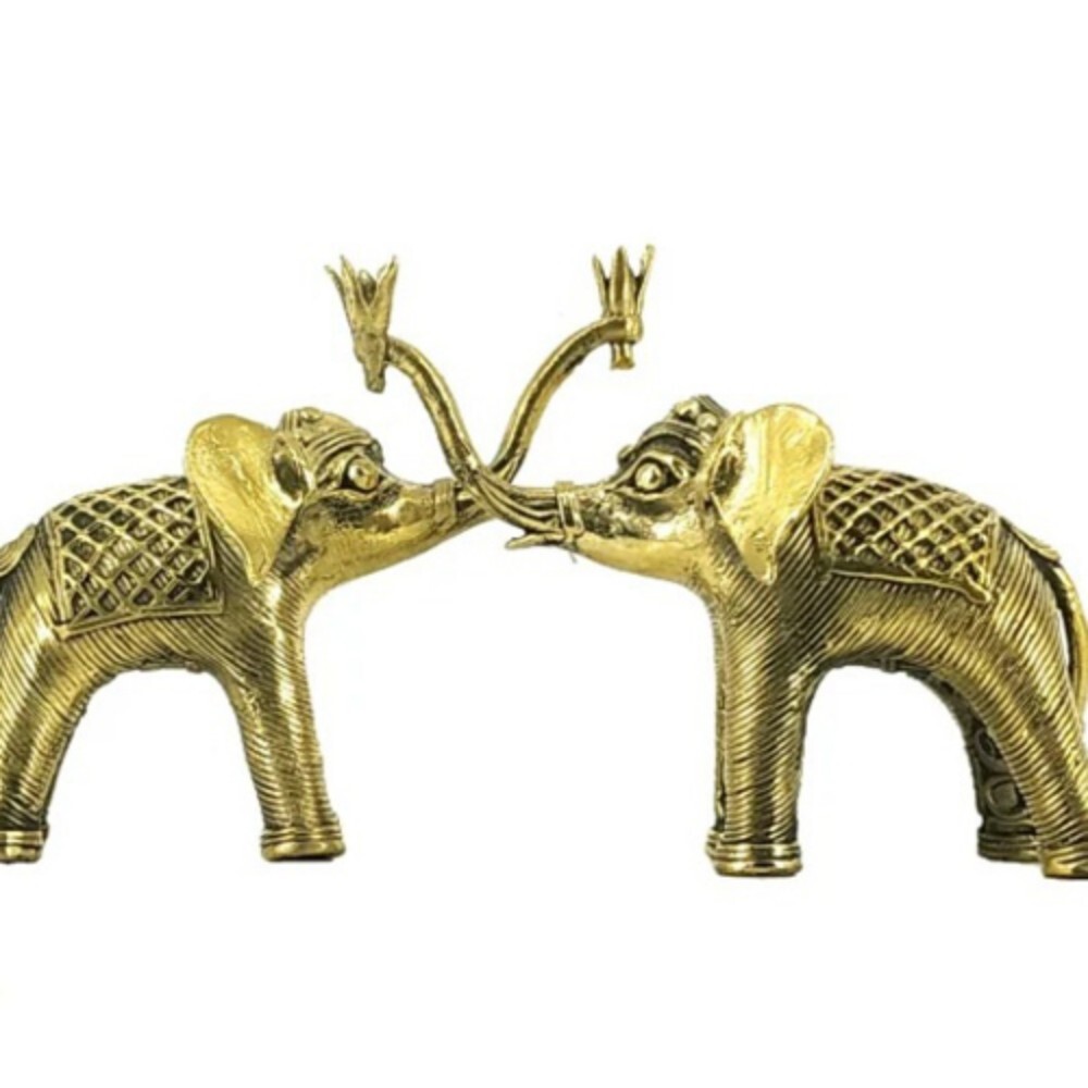 Traditional Dhokra Art Elephant - Color: Golden
